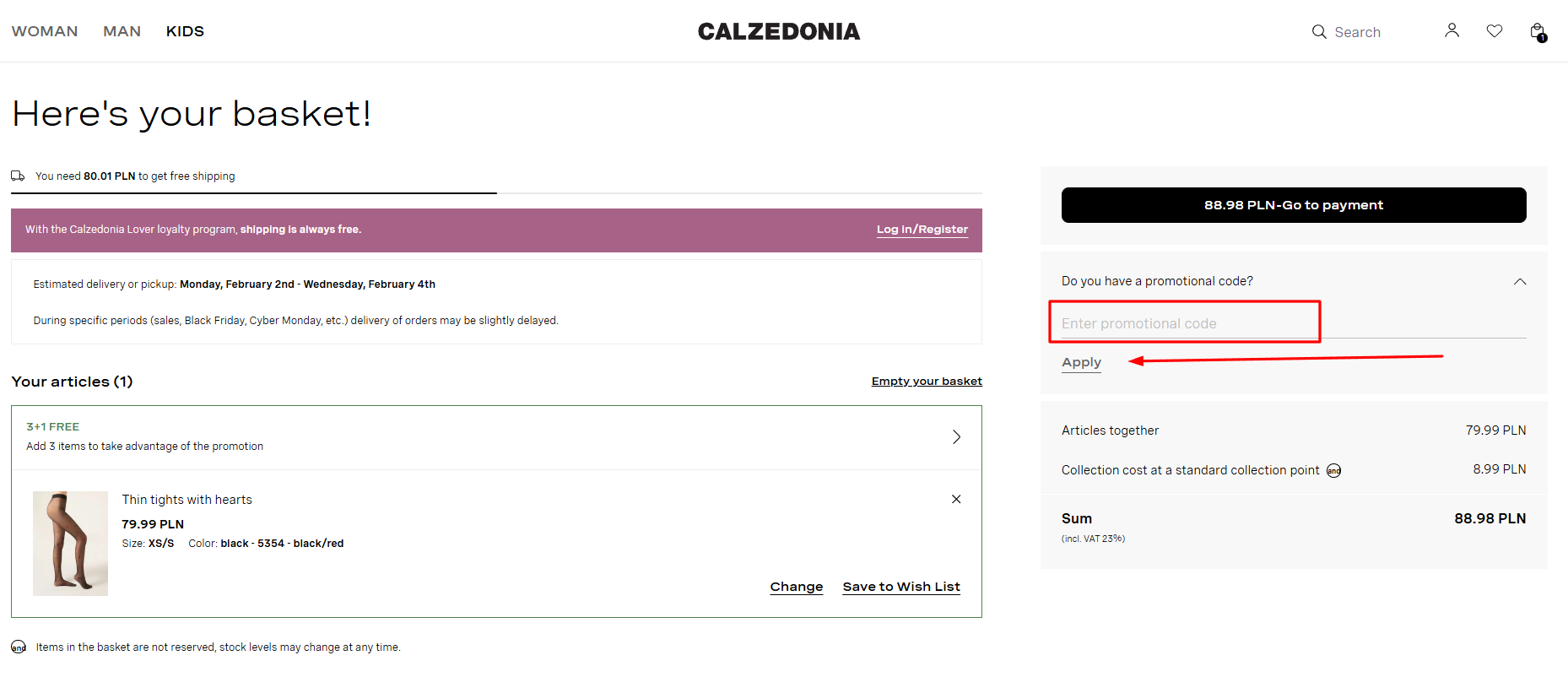 How to activate a Calzedonia promo code