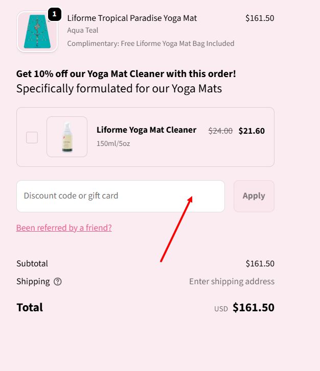 “How to apply a Liforme promo code”