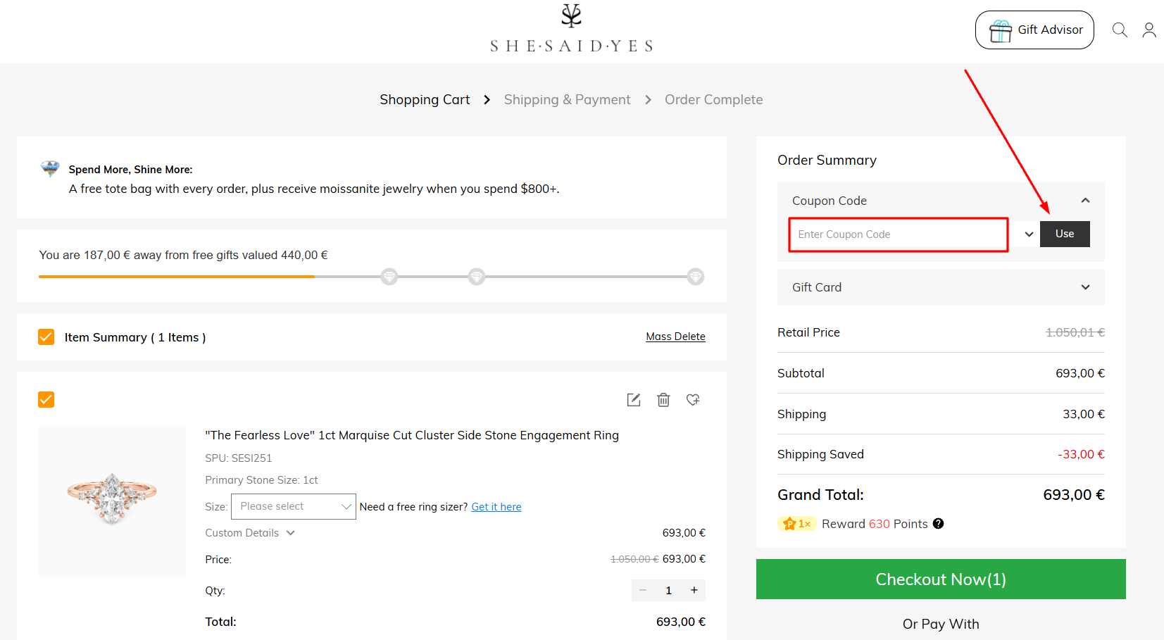 How to activate a She Said Yes promo code