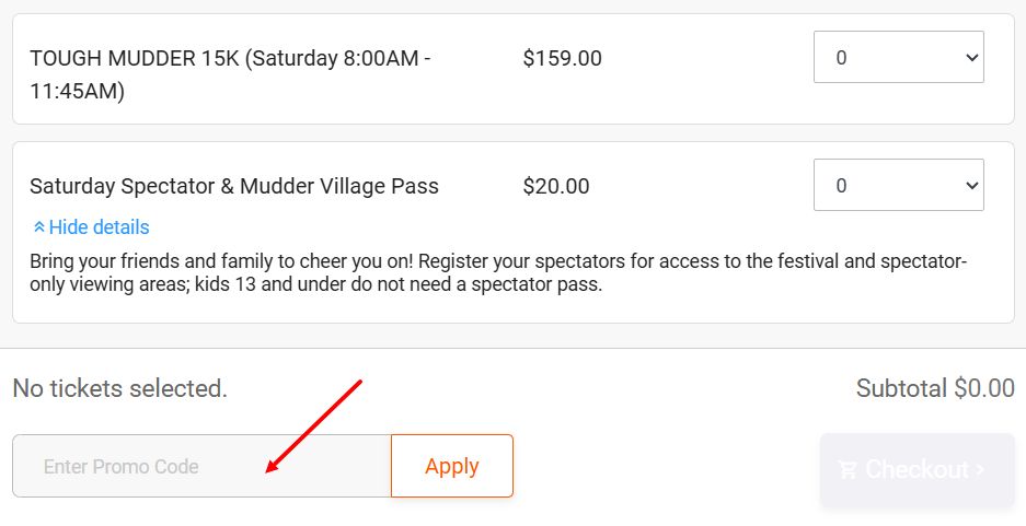 “How to apply a Tough Mudder promo code”