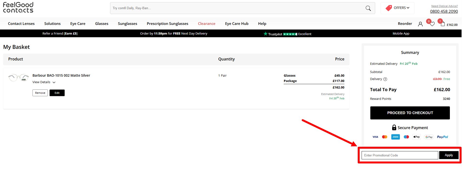 “How to apply a Feel Good Contacts promo code”