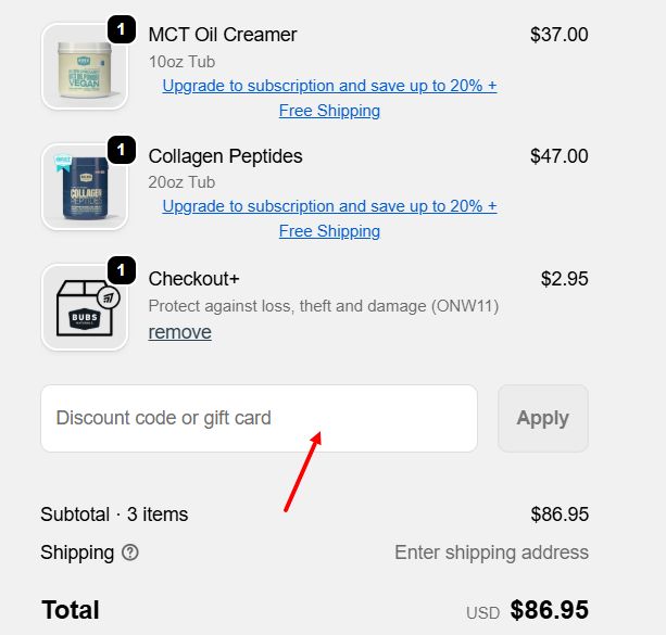“How to apply a BUBS Naturals promo code”