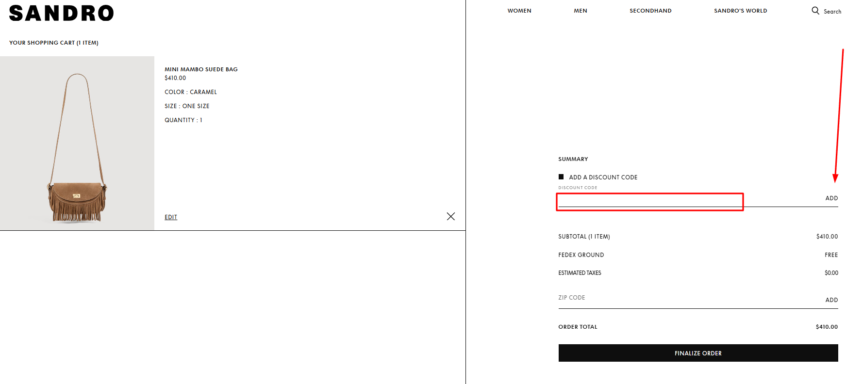 How to activate a Sandro Paris promo code