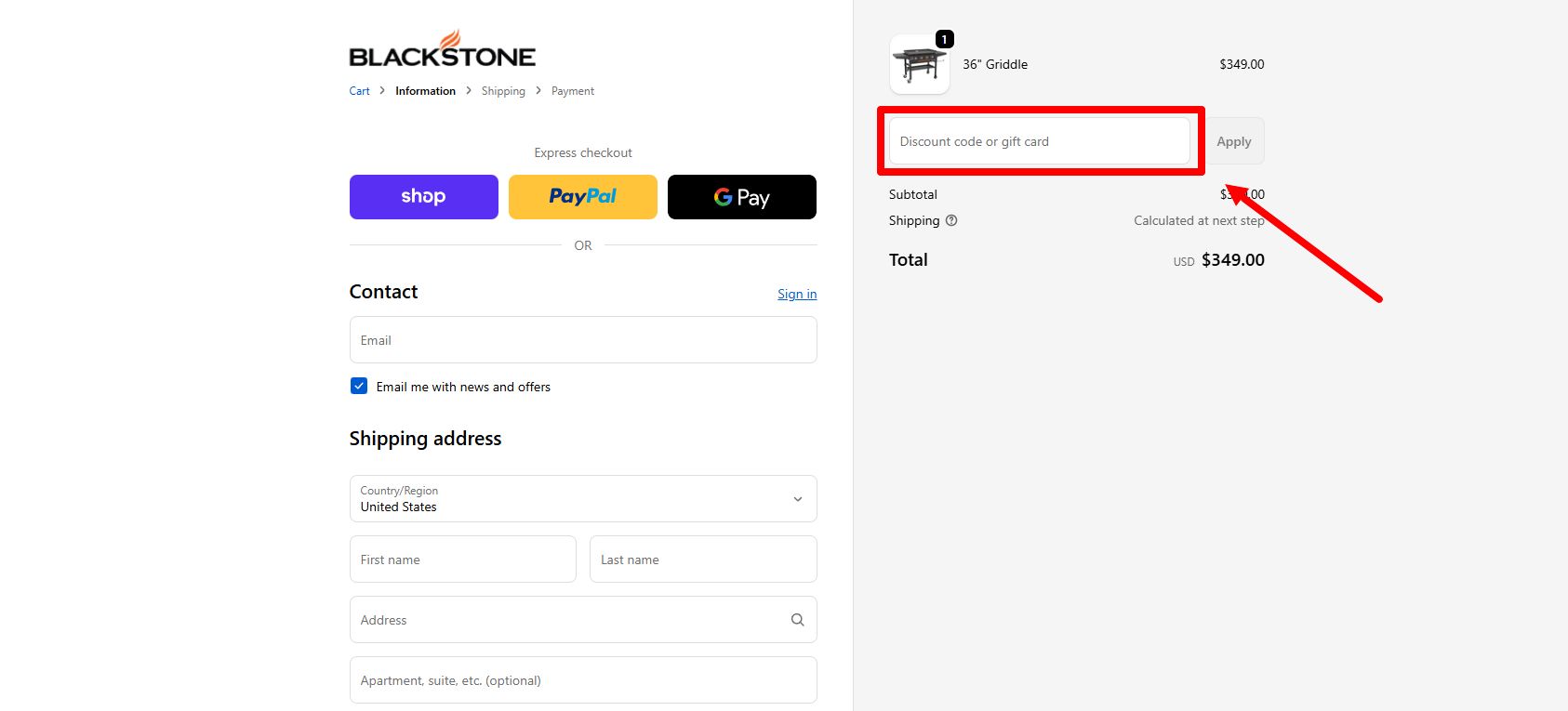“How to apply a Blackstone promo code”