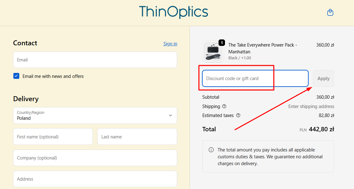 How to activate a ThinOptics promo code