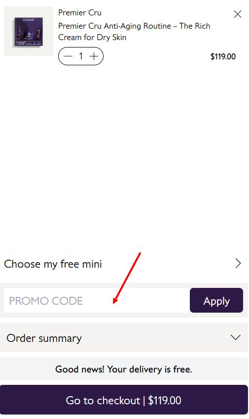 “How to apply a Caudalie promo code”