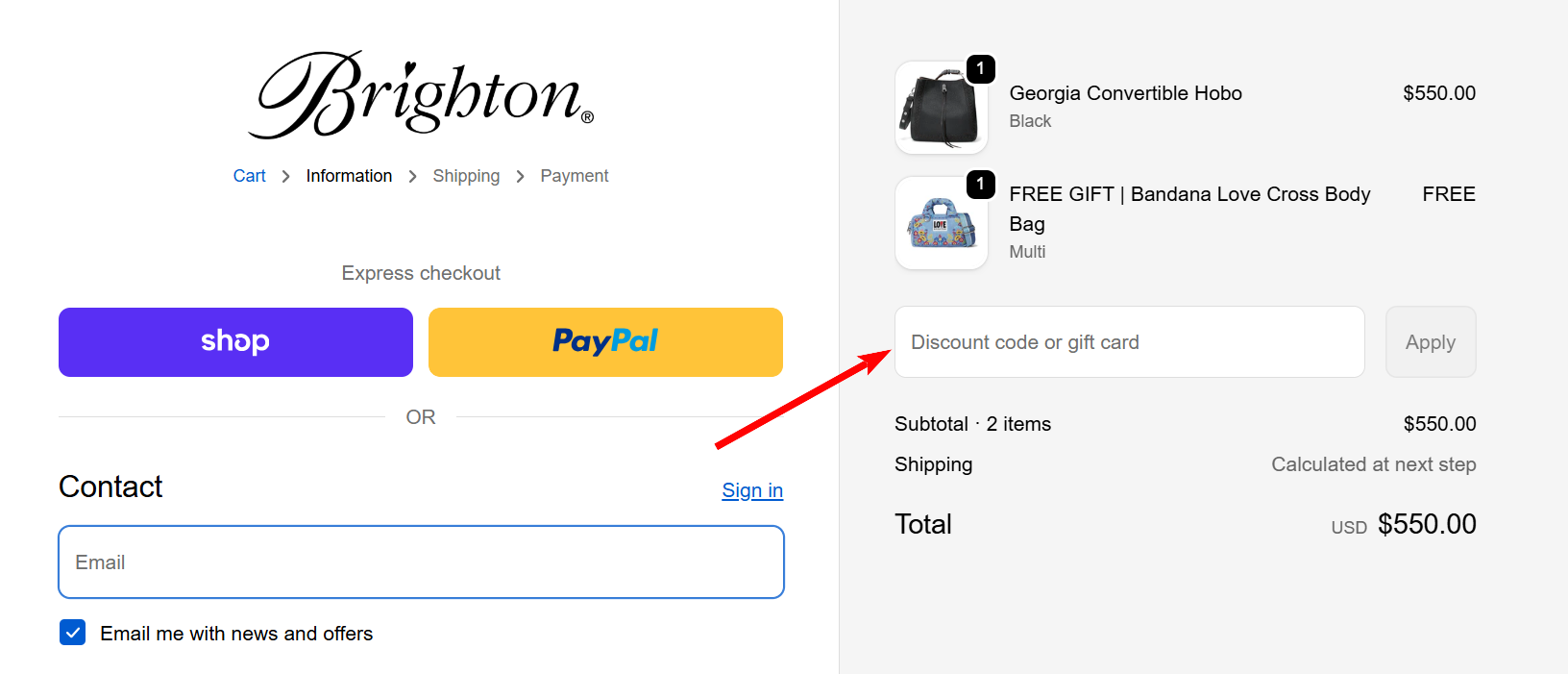 “How to activate a Brighton promo code”