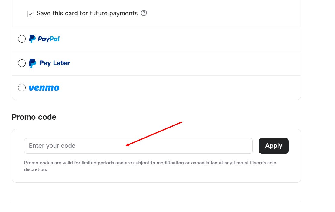 “How to apply a Fiverr promo code”