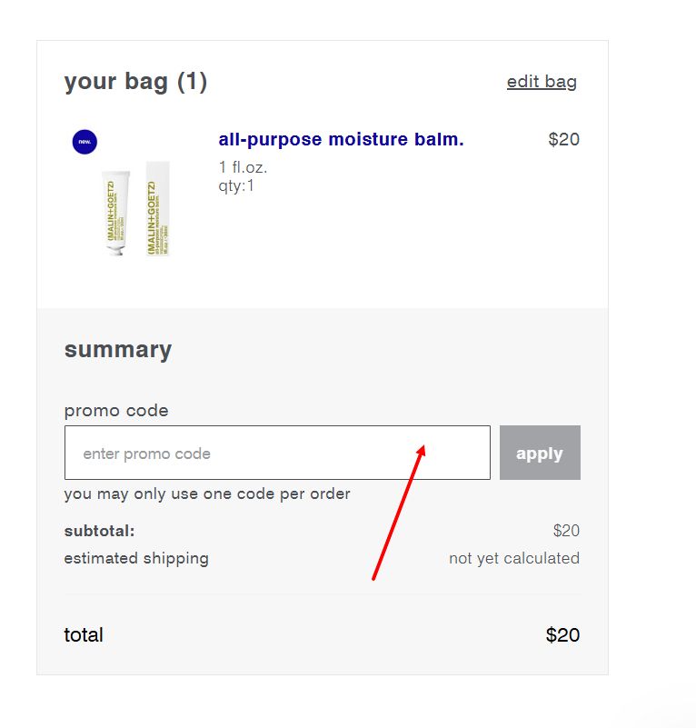 “How to apply a Malin+Goetz promo code”