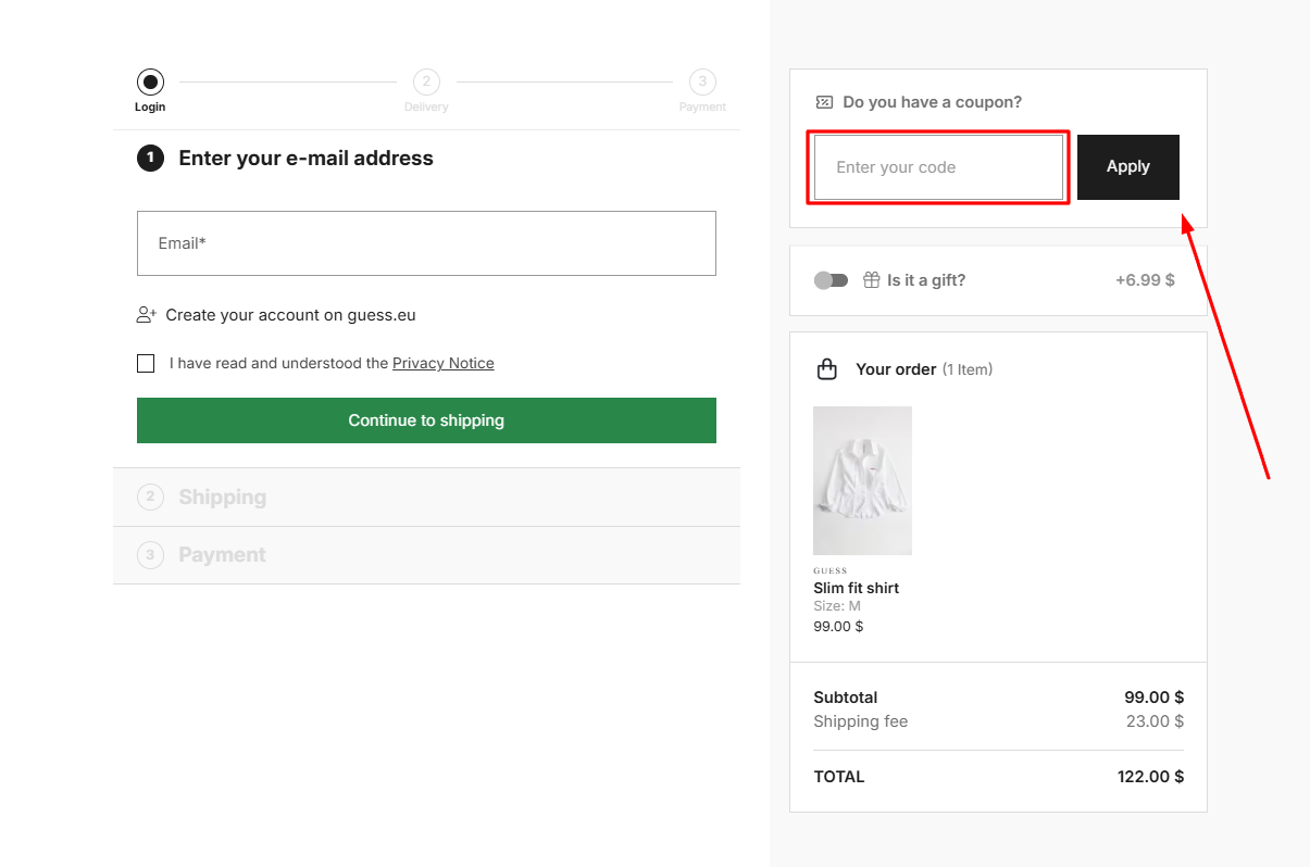 How to activate a Marciano by Guess promo code