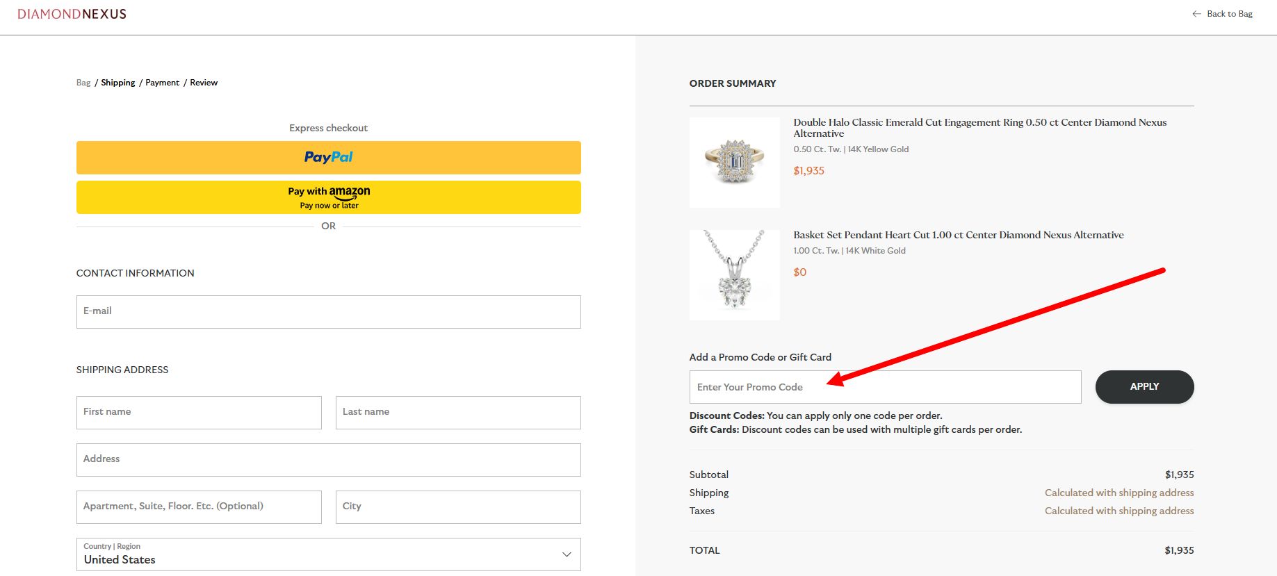 “How to apply a Diamond Nexus promo code”