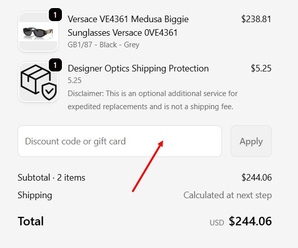 “How to apply a Designer Optics promo code”