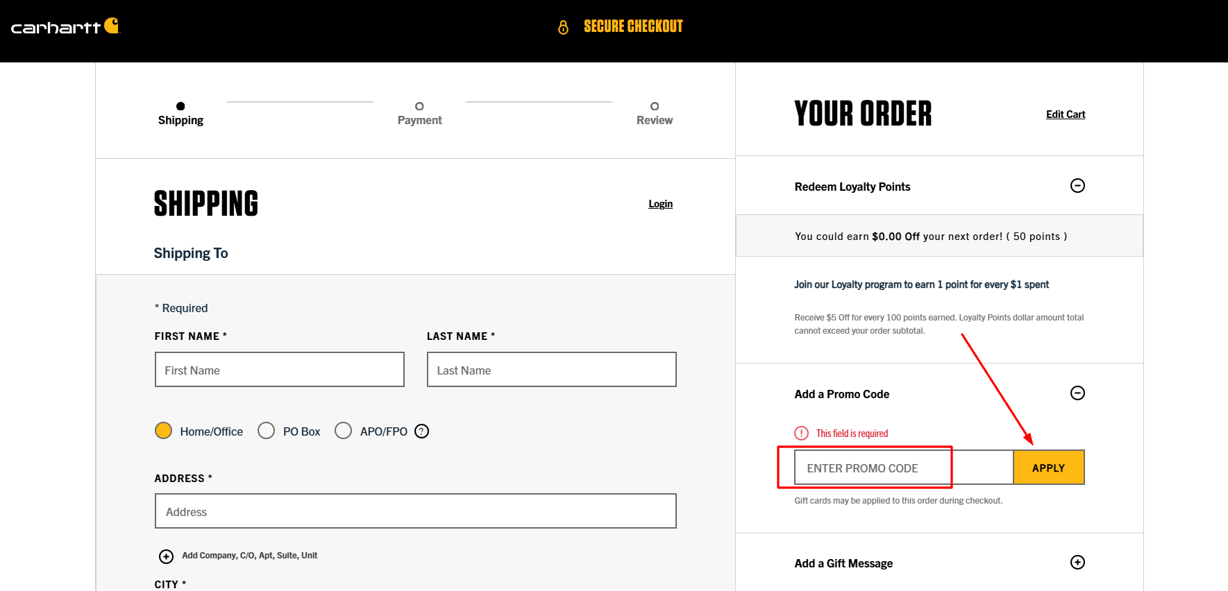 How to activate a Carhartt promo code