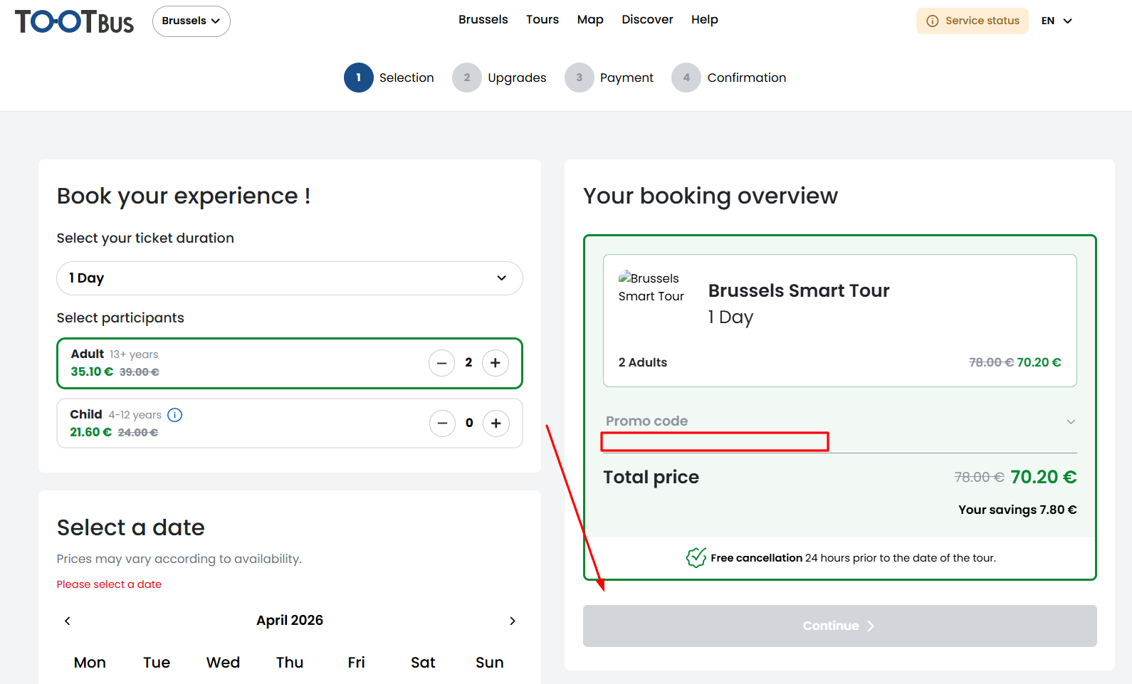 How to activate a Tootbus promo code