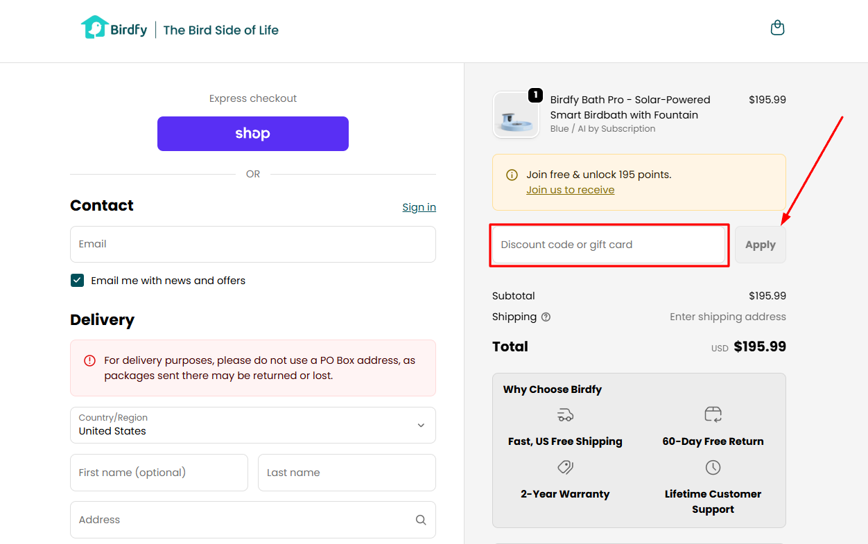 How to activate a Birdfy promo code
