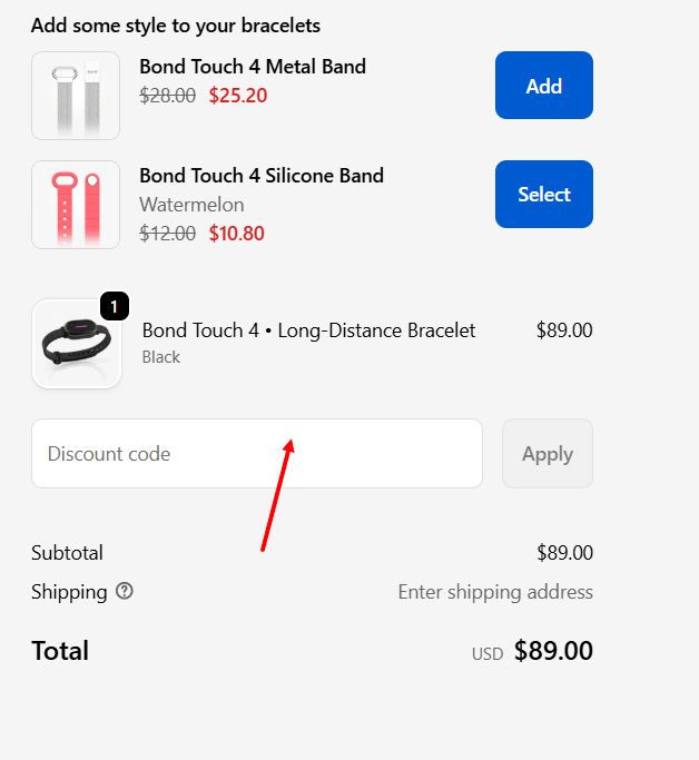 “How to apply a Bond Touch promo code”