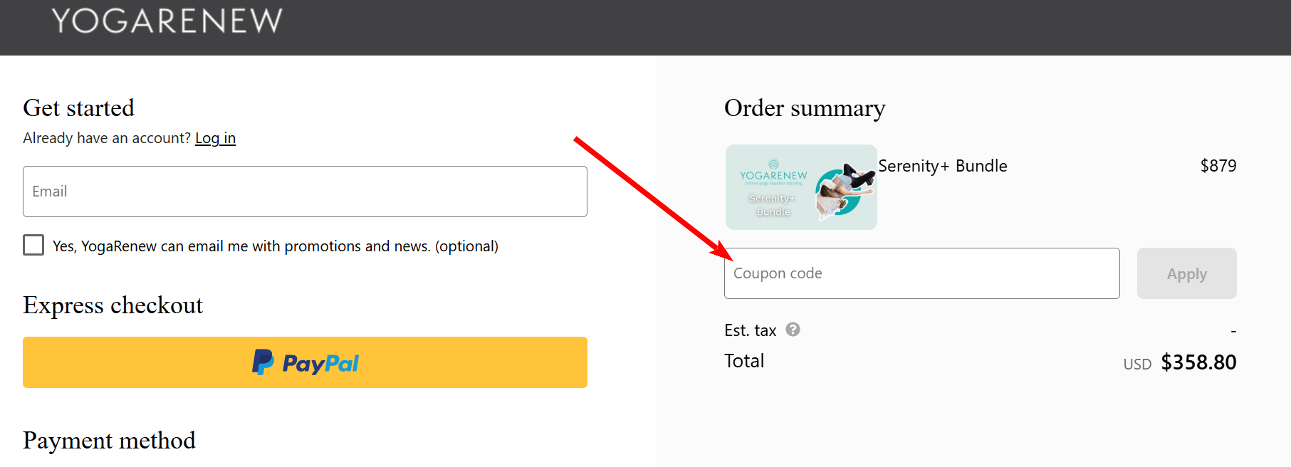“How to activate a YogaRenew promo code”