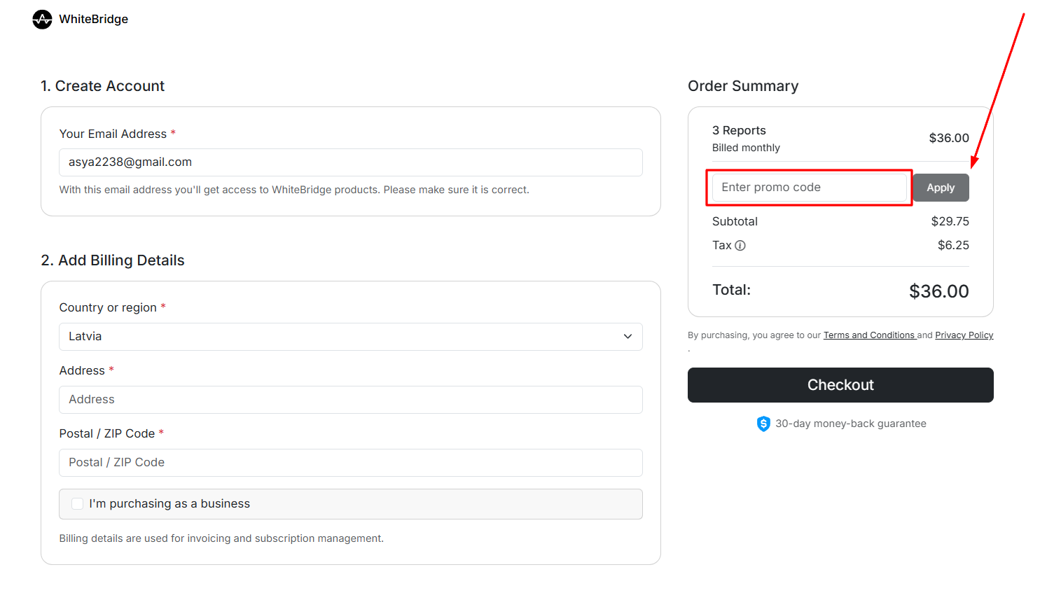 How to activate a WhiteBridge promo code