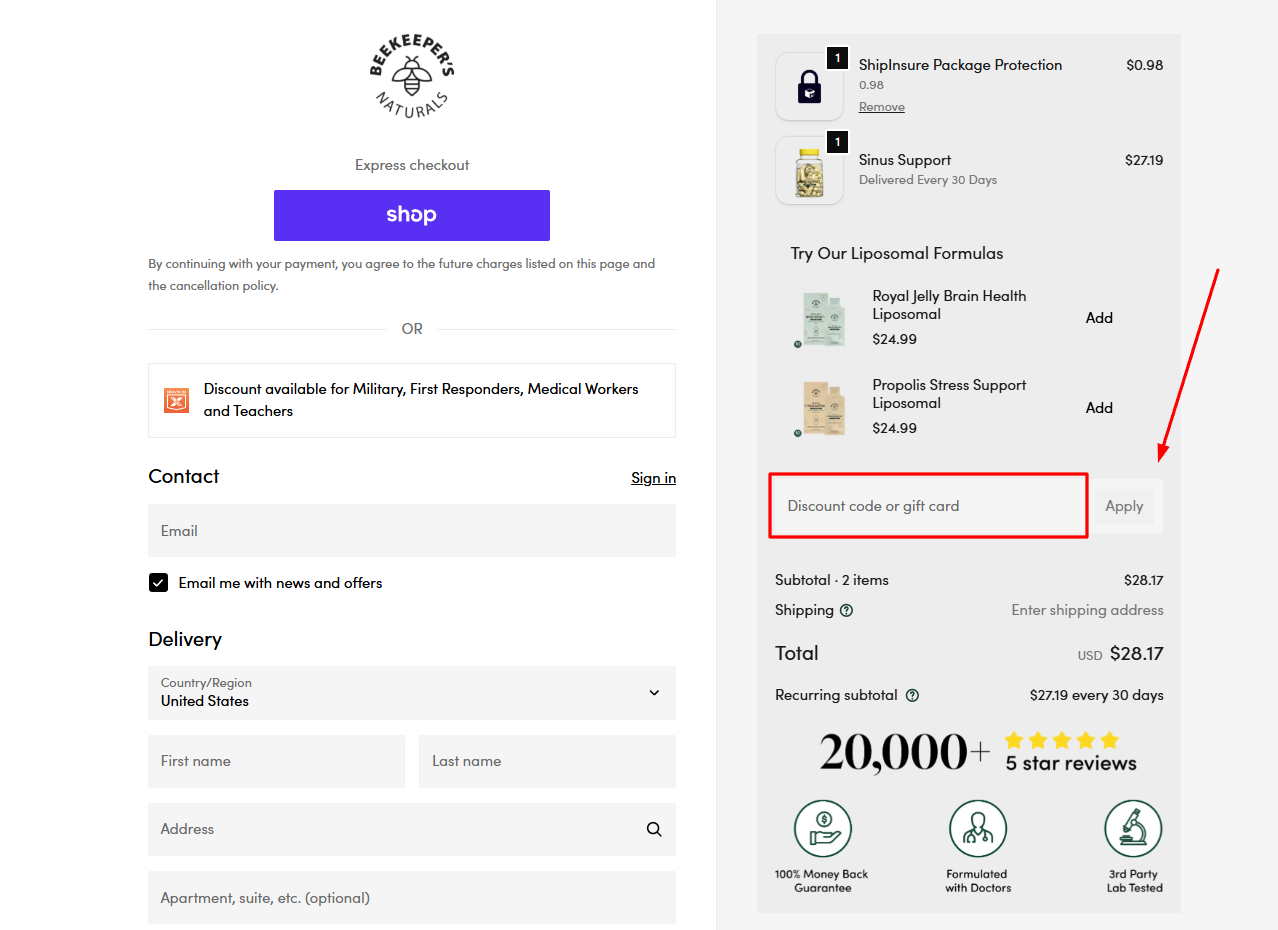 How to activate a Beekeeper's Naturals promo code