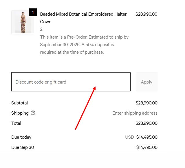 “How to apply an Oscar de la Renta promo code”