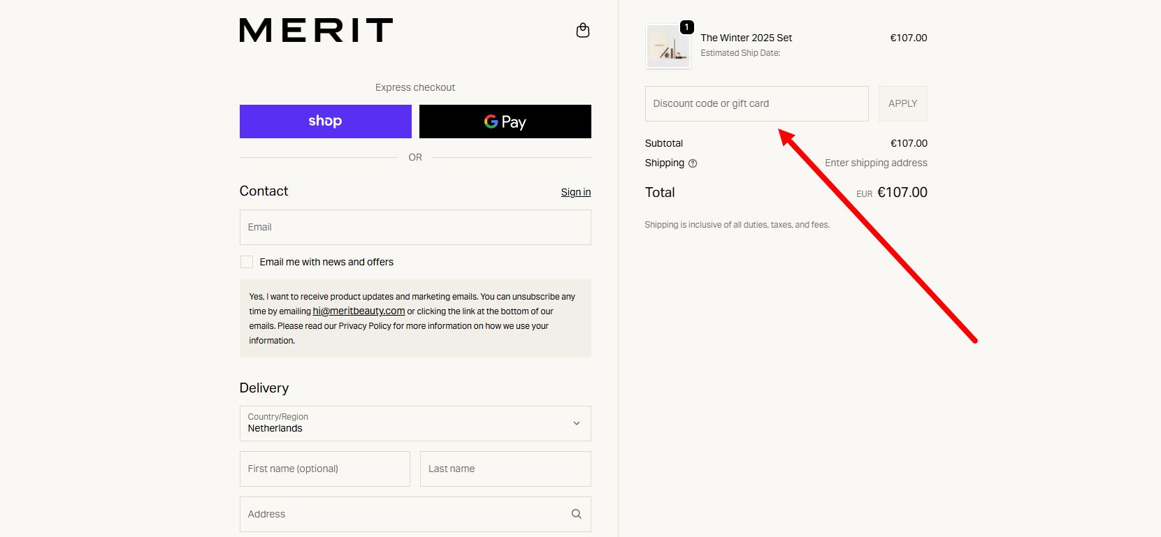 “How to apply a Merit promo code”