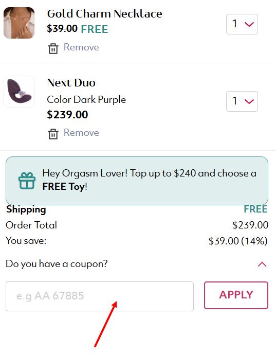 “How to apply a Womanizer promo code”