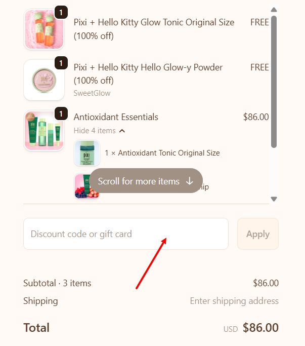 “How to apply a Pixi Beauty promo code”