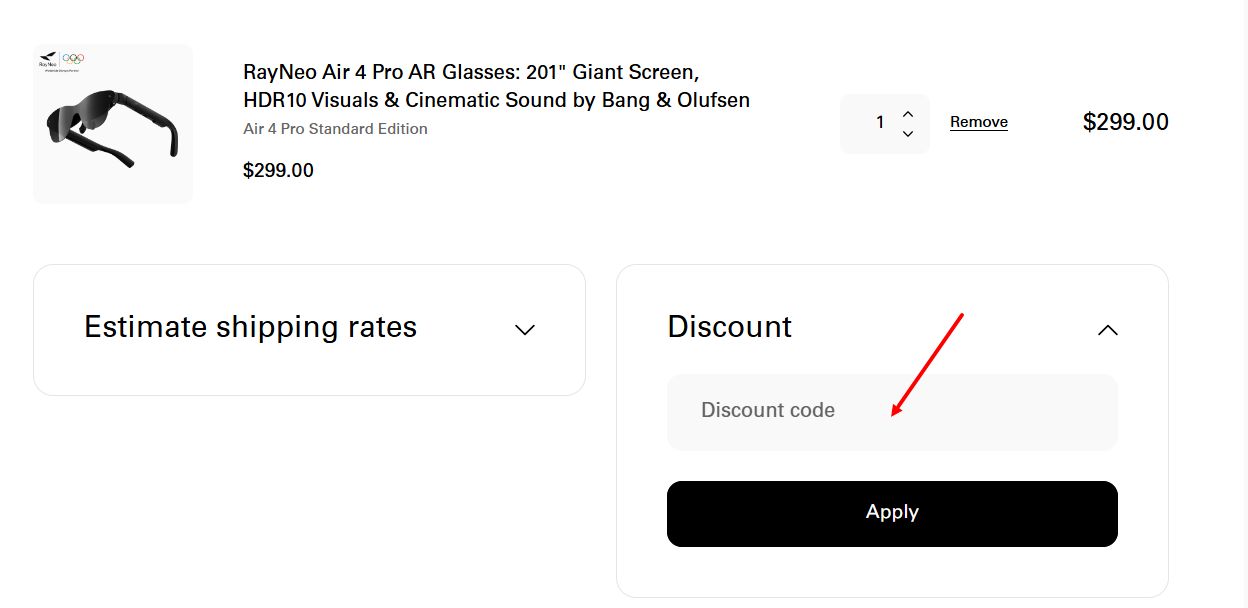 “How to apply a RayNeo promo code”