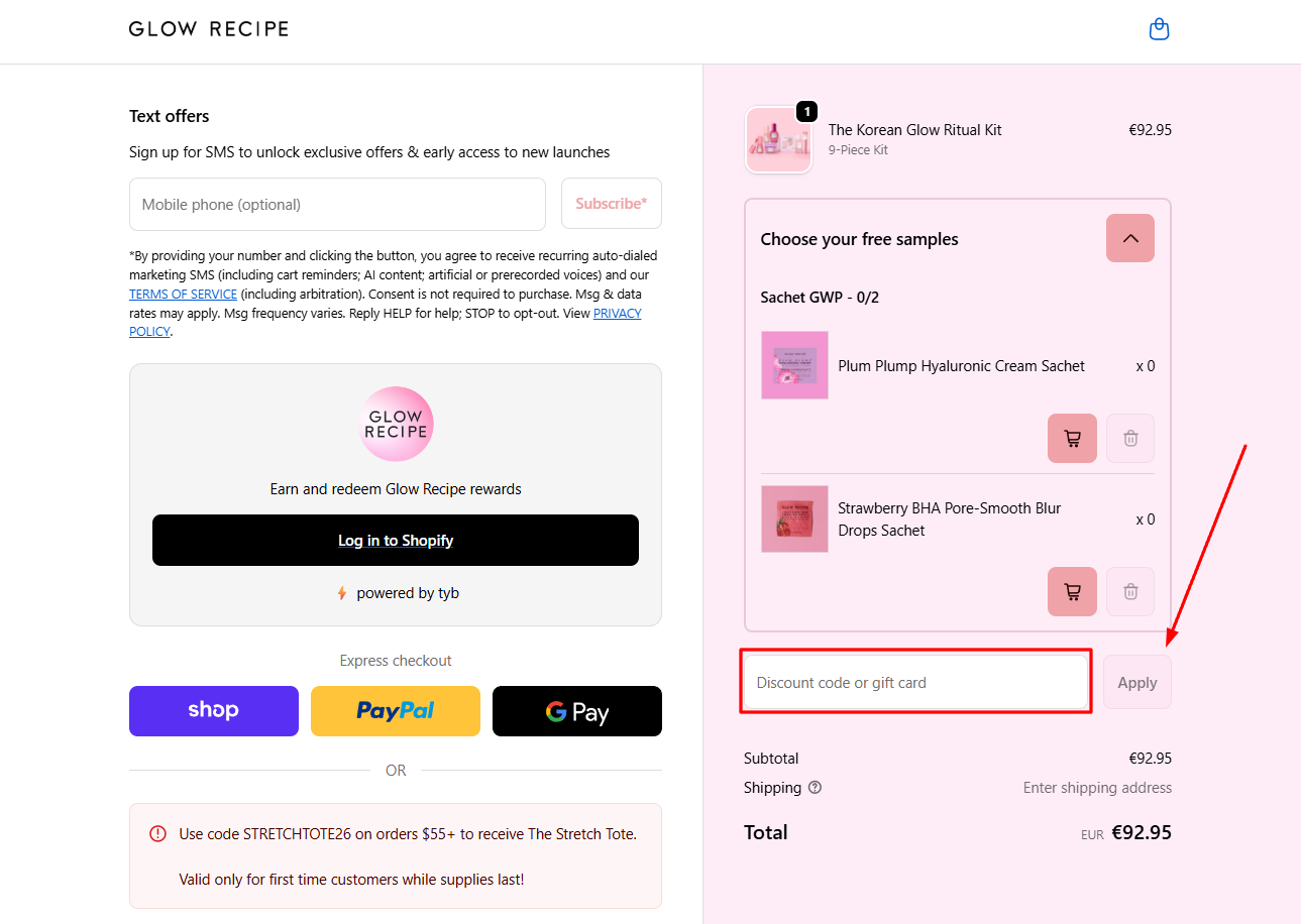 How to activate a Glow Recipe promo code