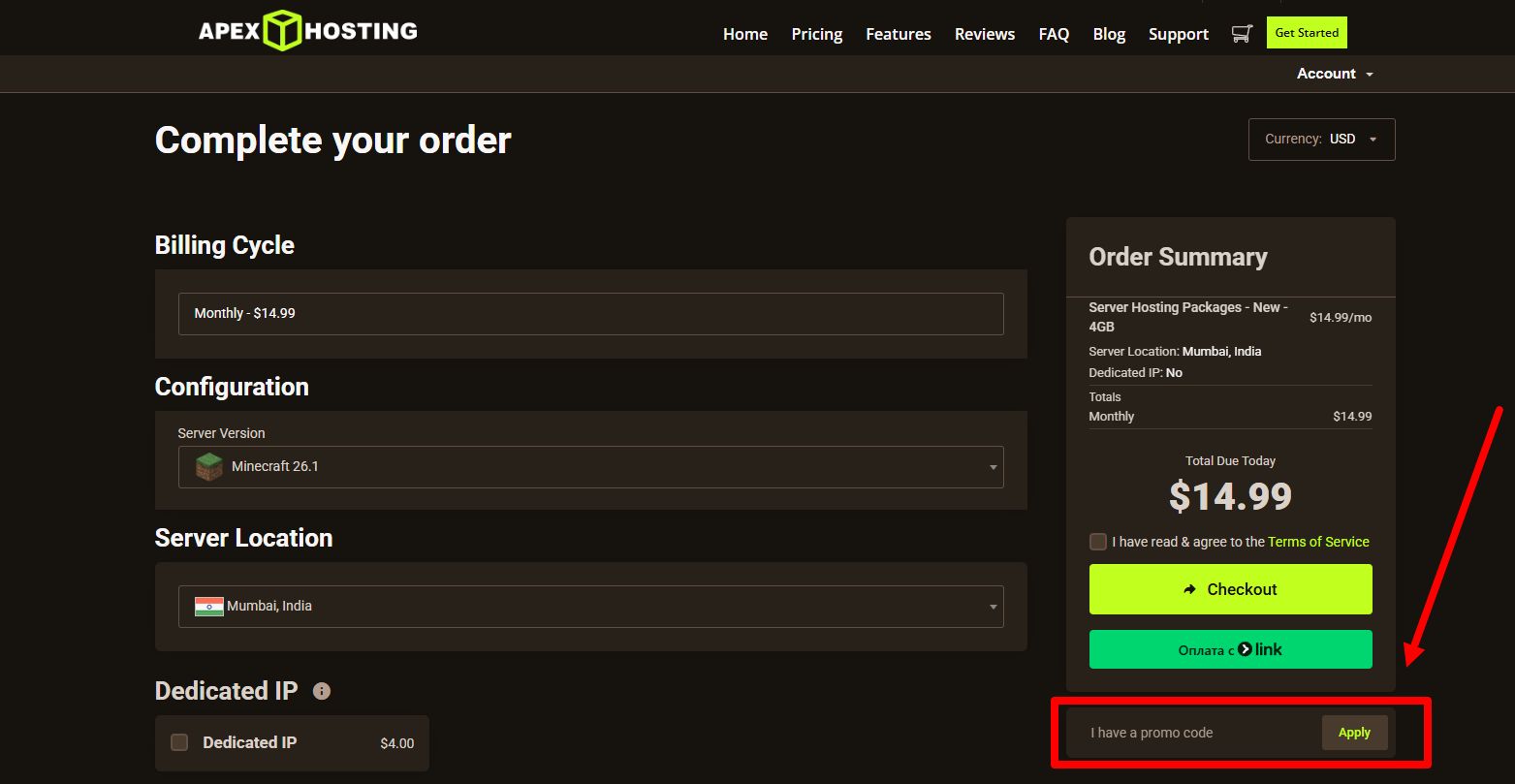 How to activate an Apex Hosting promo code