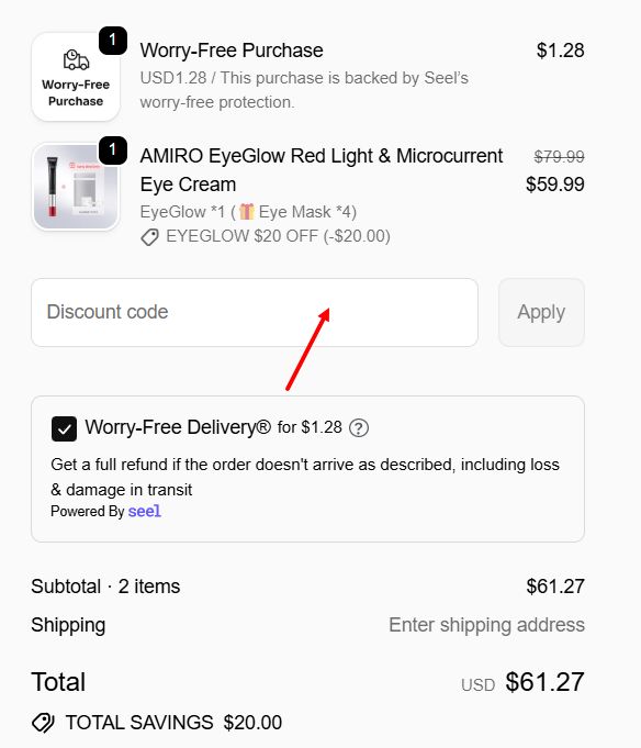 “How to apply an Amiro promo code”