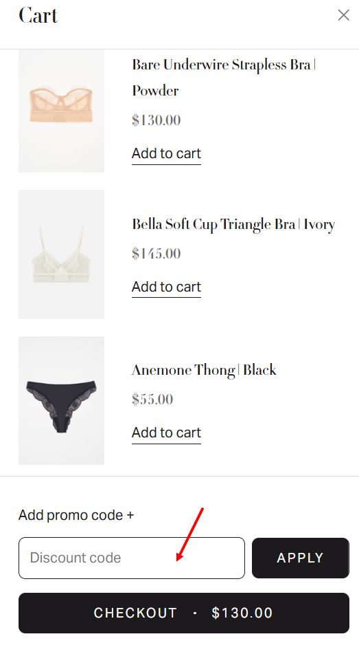 “How to apply a Else Lingerie promo code”