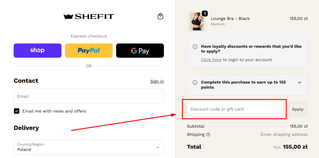 “How to apply a Shefit promo code”