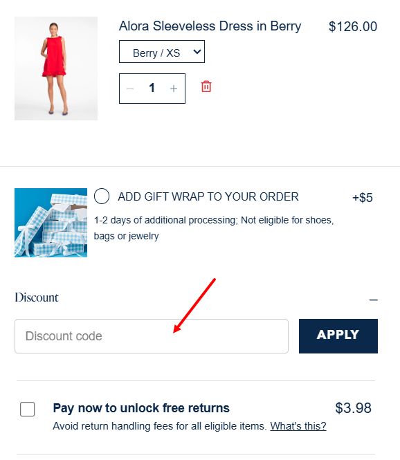 “How to apply a Draper James promo code”