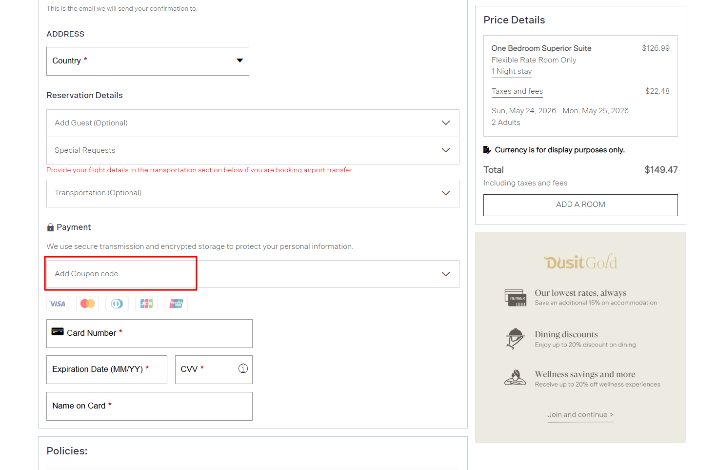 How to activate a Dusit Hotels promo code