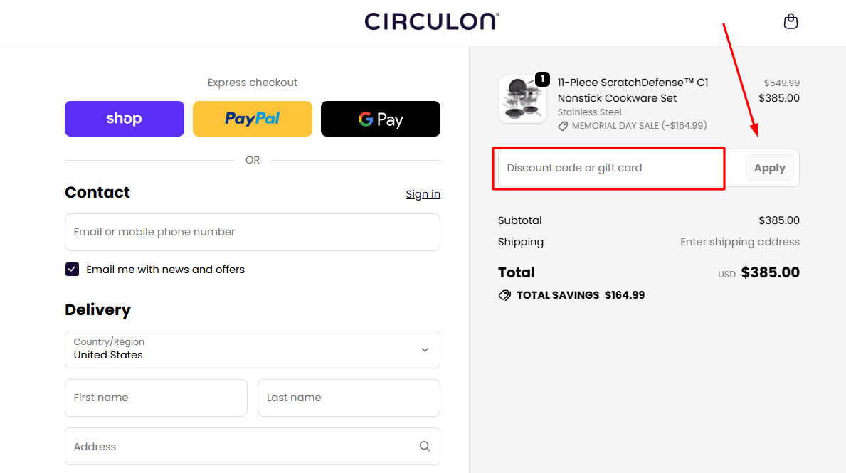 How to activate a Circulon promo code