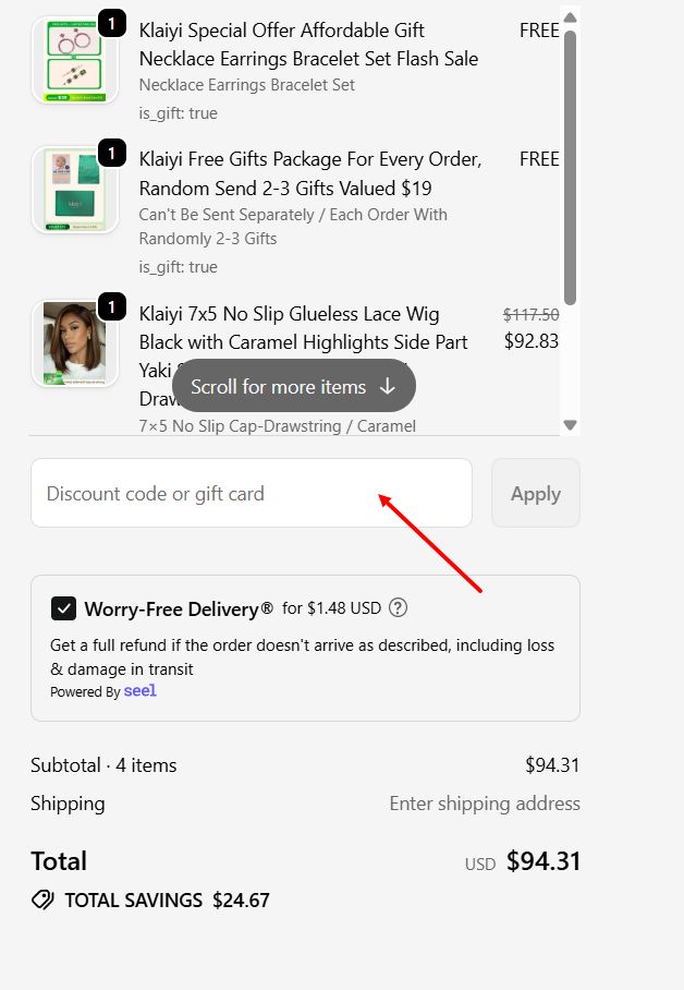 “How to apply a Klaiyi Hair promo code”