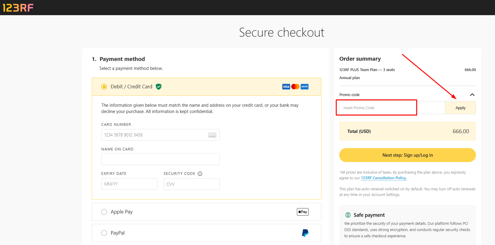 How to activate a 123RF promo code