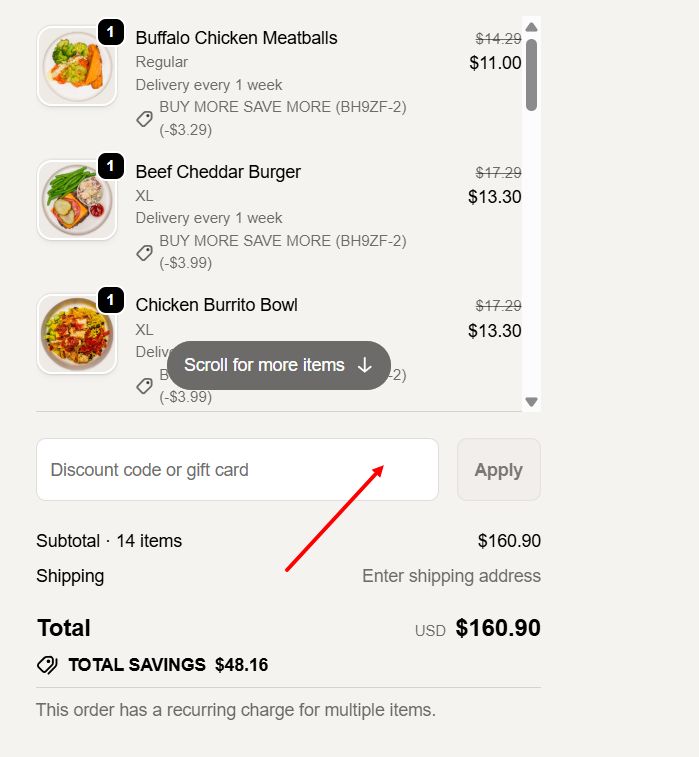 “How to apply a Fresh Meal Plan promo code”