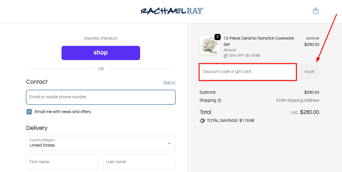 How to activate a Rachael Ray promo code