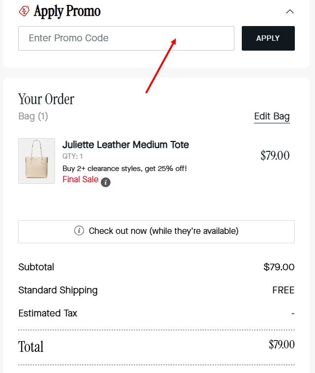“How to apply a Kate Spade Outlet promo code”