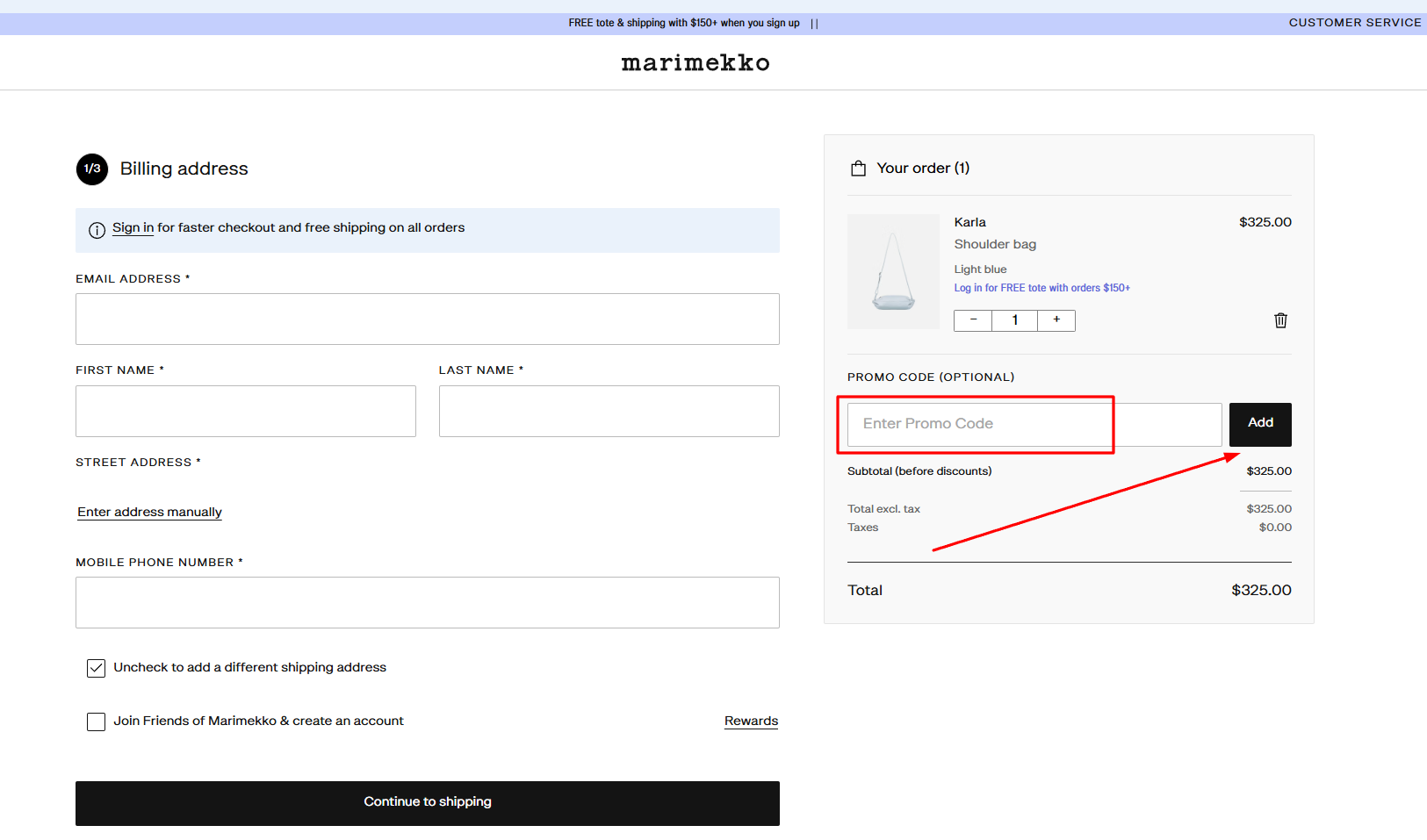 How to activate a Marimekko promo code