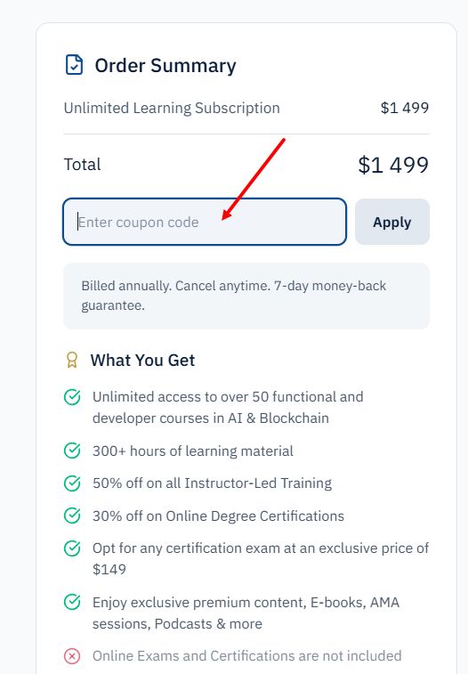 “How to apply a Blockchain Council promo code”