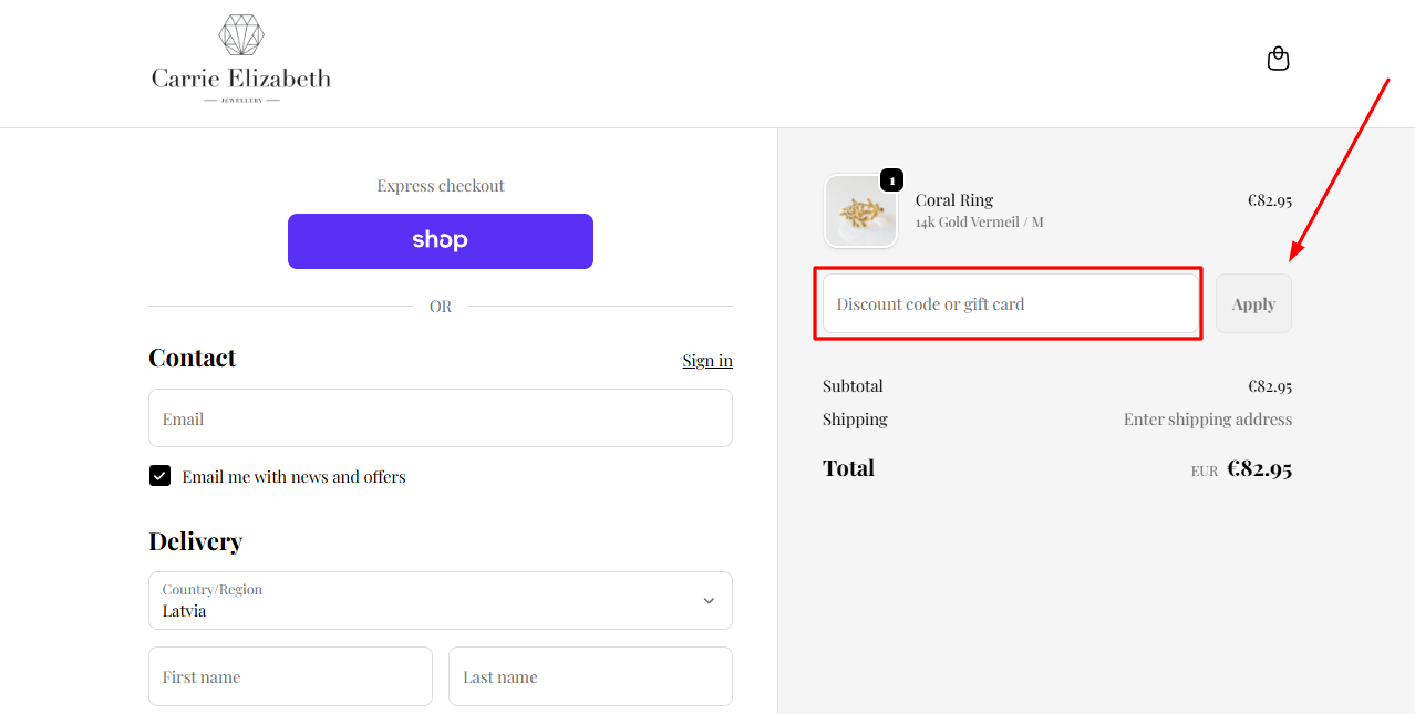 How to activate a Carrie Elizabeth promo code