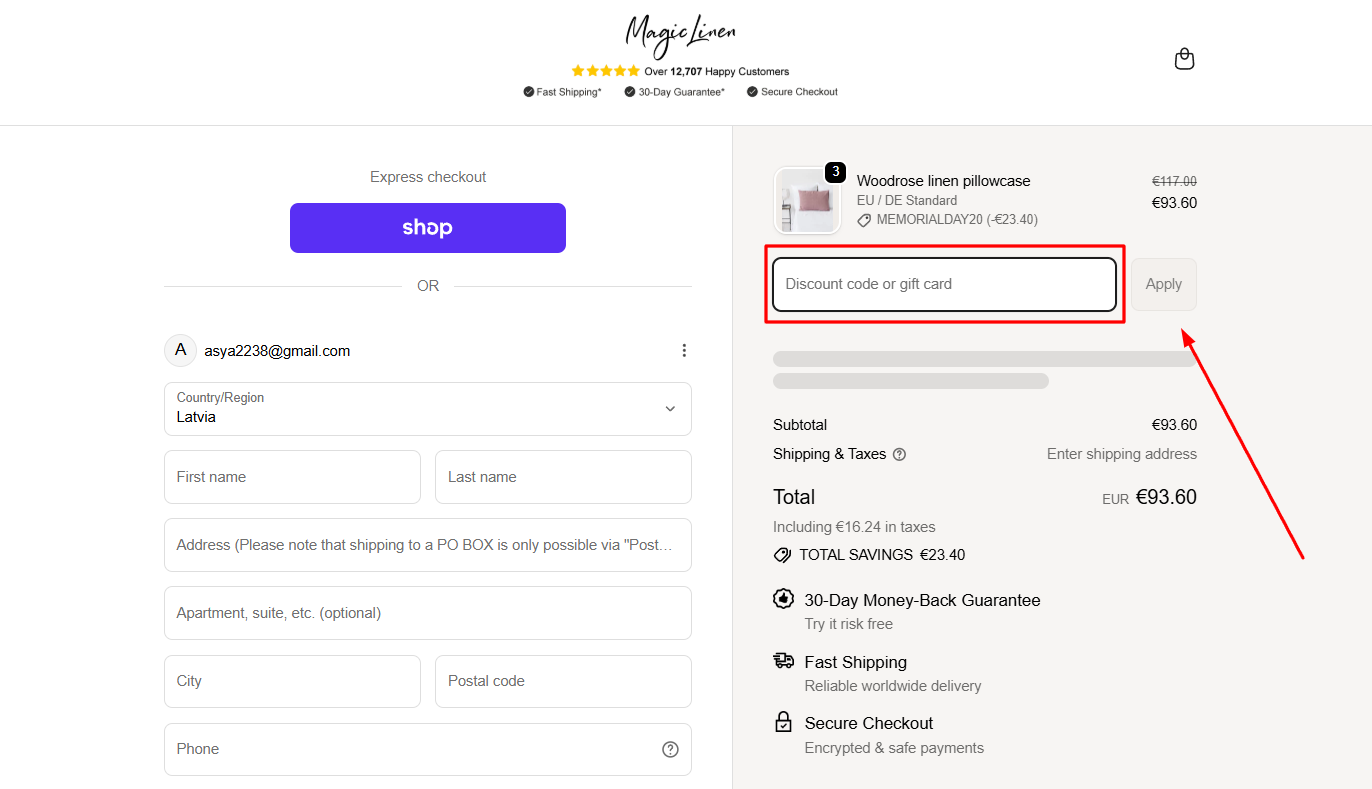 How to activate a MagicLinen promo code