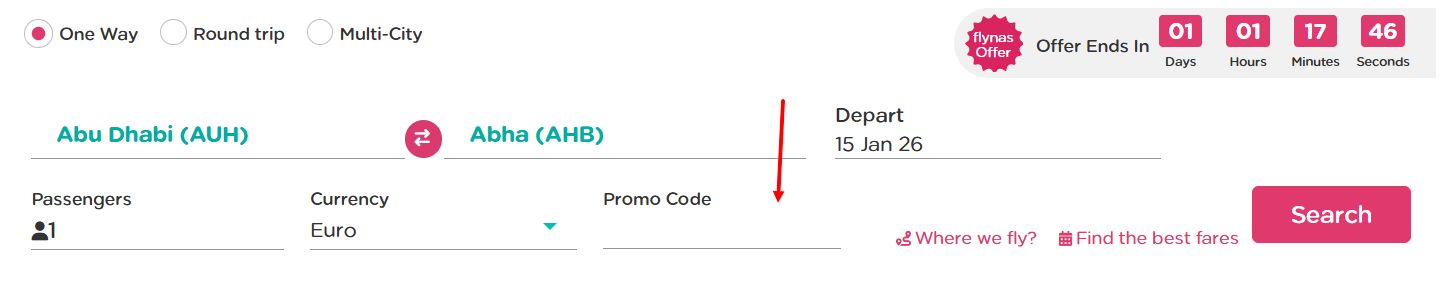 “How to apply a Flynas promo code”