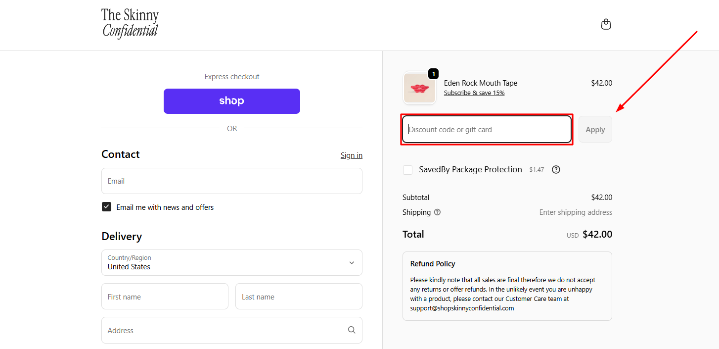 How to activate a The Skinny Confidential promo code