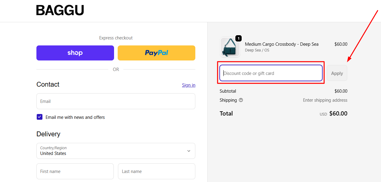 How to activate a Baggu promo code