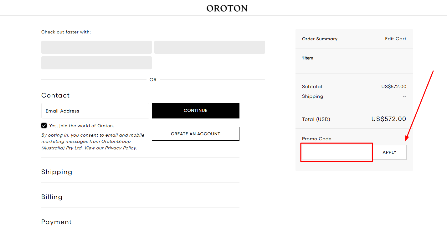 How to activate an Oroton promo code