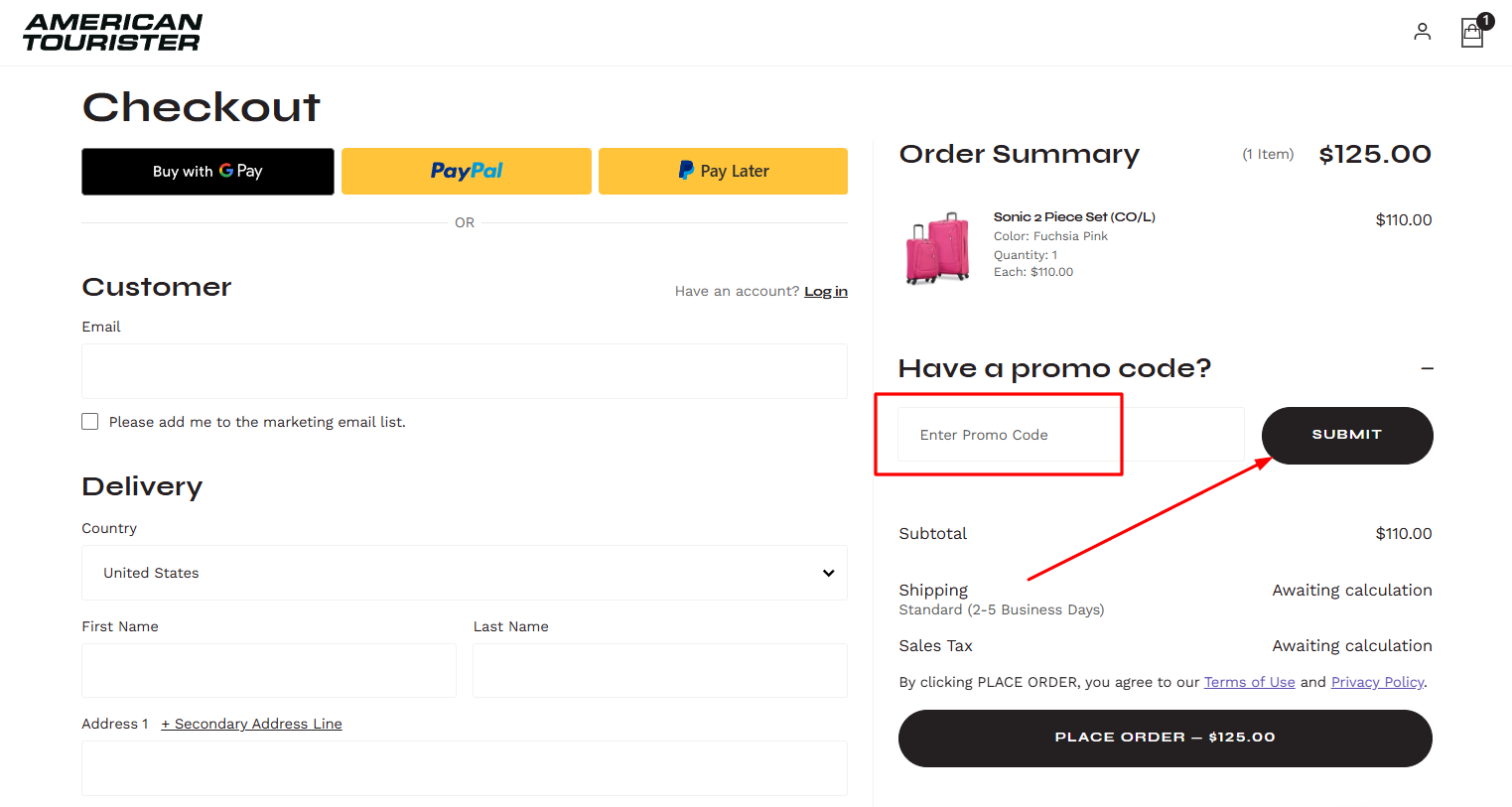 How to activate an American Tourister promo code